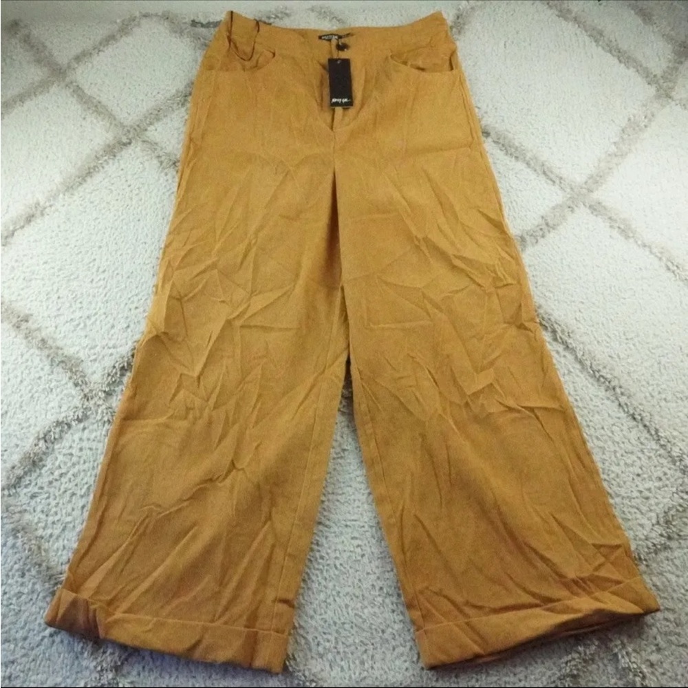 Nasty Gal Wide Leg Pants Womens 10 Y2k Boho Tan Corduroy NEW NWT